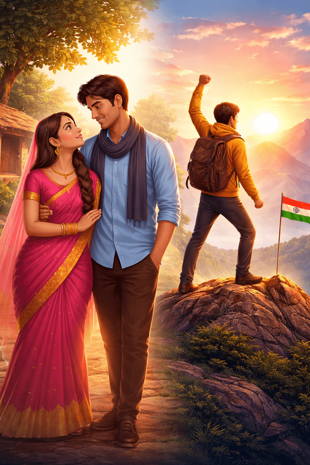 Gujarati romantic story and motivational success story illustration